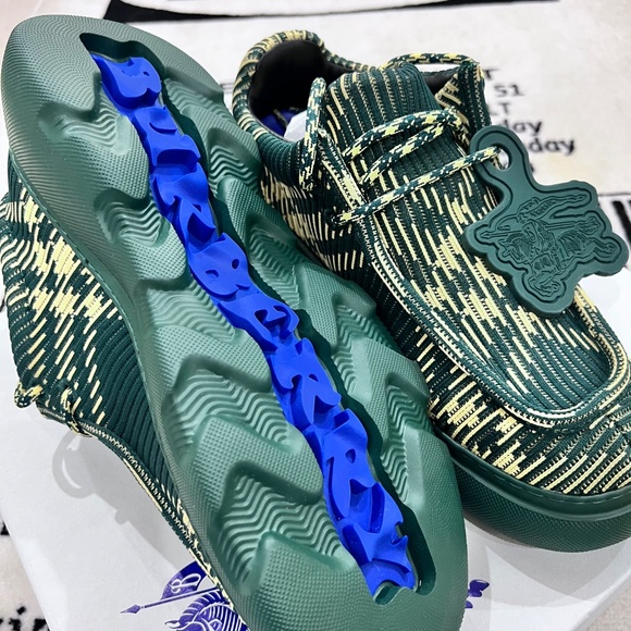 Burberry EKD Check Print Platform Creeper Embroidered Fabric Lace Up Derby Shoes - Picture 9 of 11